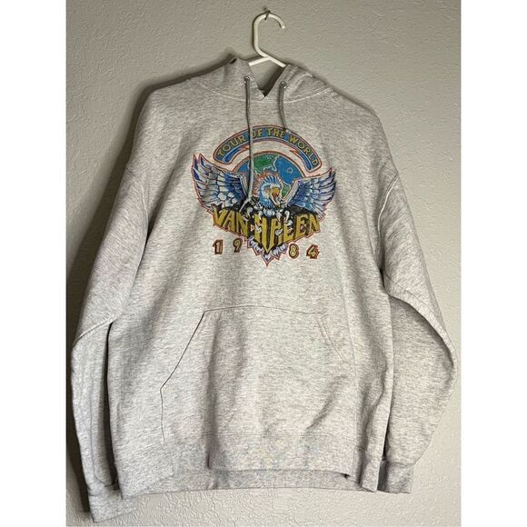 1984 Van Halen Tour of the World Band Concert Hoodie Sweatshirt-Large - Picture 1 of 5